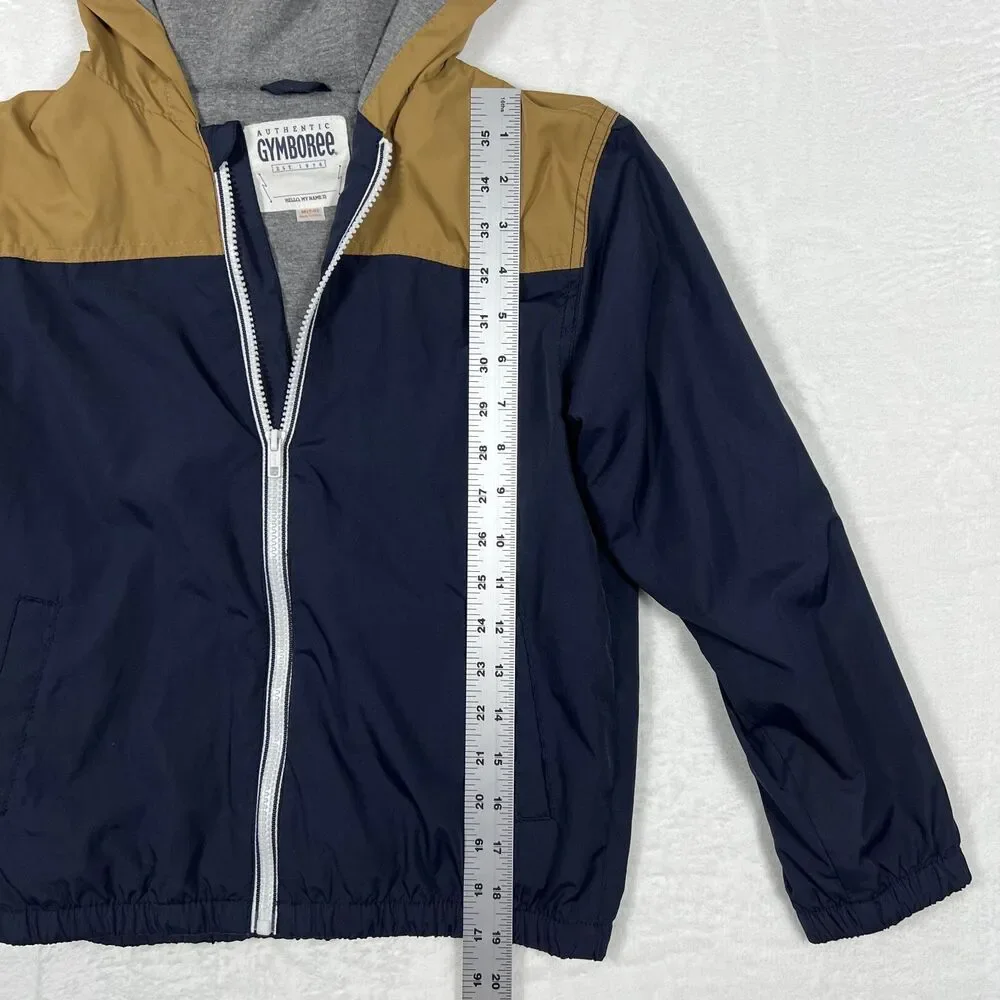 Gymboree Zip Up Hooded Rain Jacket Windbreaker Boys Size 7 8 Medium Navy